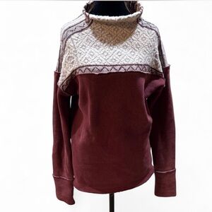 Free People Maroon and Cream Cowl Neck Sweater